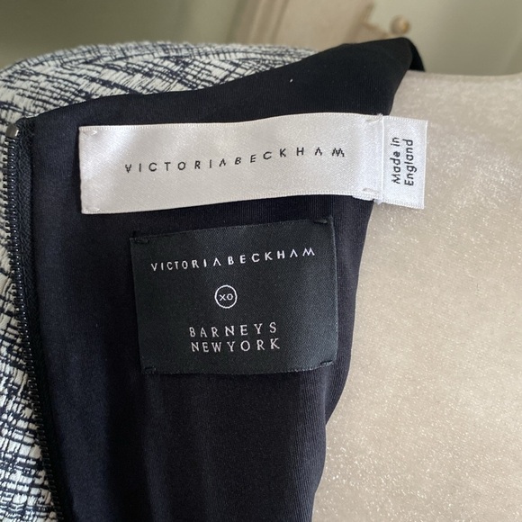 Victoria Beckham Space Dyed Black White Cotton-Blended Belted Sheath Dress - Picture 15 of 16